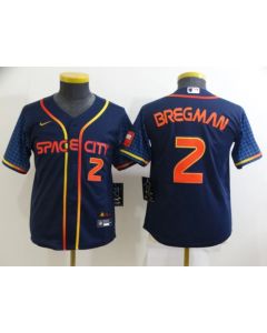 Youth Houston Astros #2 Alex Bregman 2022 Navy City Connect Stitched Jersey (Navy)