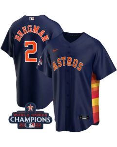 Youth Houston Astros #2 Alex Bregman Navy 2022 World Series Champions Stitched BaseballJersey