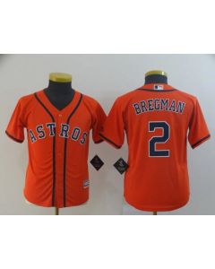 Youth Houston Astros #2 Alex Bregman Orange Cool Base Stitched MLB Jersey (Orange)