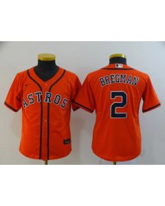 Youth Houston Astros #2 Alex Bregman Orange Cool Base Stitched MLB Jersey
