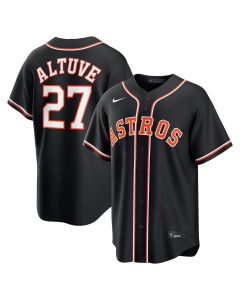 Youth Houston Astros #27 Jose Altuve Nike Fashion Replica Black Out Jersey (Black)