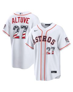 Youth Houston Astros #27 Jose Altuve Nike White USA 250 Fourth of July Home Stadium Jersey