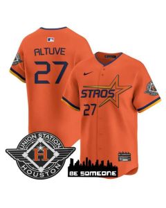 Youth Houston Astros #27 Jose Altuve Orange 2025 City Connect Limited Stitched Baseball Jersey