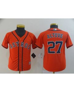 Youth Houston Astros #27 Jose Altuve Orange Cool Base Player Stitched MLB Jersey