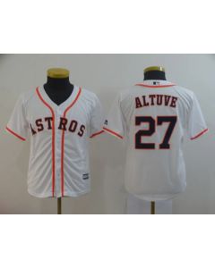 Youth Houston Astros #27 Jose Altuve White Cool Base Player Stitched MLB Jersey