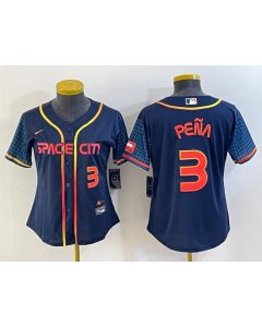 Youth Houston Astros #3 Jeremy Pena 2022 Navy City Connect With Patch Stitched Jersey
