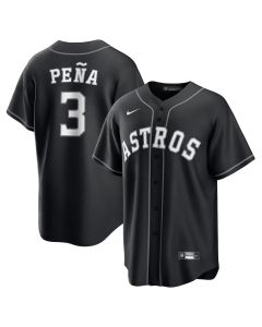 Youth Houston Astros #3 Jeremy Pena Black Lights Out Replica Player Jersey (Black)