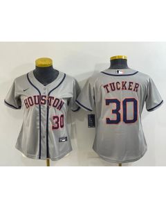 Youth Houston Astros #30 Kyle Tucker Gray Cool Base Stitched Jersey (Gray)