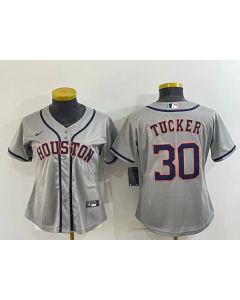 Youth Houston Astros #30 Kyle Tucker Gray Cool Base Stitched Jersey