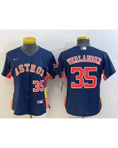 Youth Houston Astros #35 Justin Verlander Navy With Patch Cool Base Stitched Jersey (Navy)