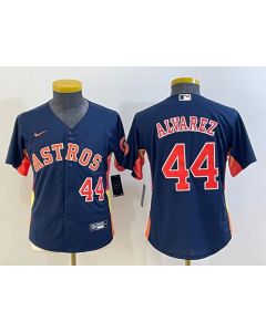 Youth Houston Astros #44 Yordan Alvarez Navy With Patch Cool Base Stitched Jersey (Navy)