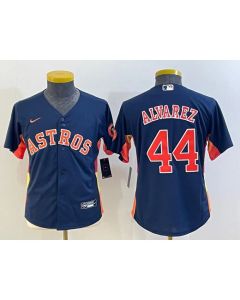 Youth Houston Astros #44 Yordan Alvarez Navy With Patch Cool Base Stitched Jersey