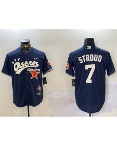 Youth Houston Astros #7 C.J. Stroud Navy Cactus Jack Style Vapor Premier Limited Stitched Baseball Jersey (Navy)