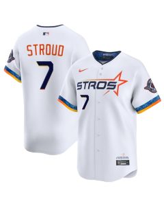 Youth Houston Astros #7 C.J. Stroud White 2025 City Connect Limited Stitched Baseball Jersey (White)