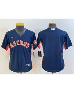 Youth Houston Astros Blank Navy With Patch Cool Base Stitched Jersey