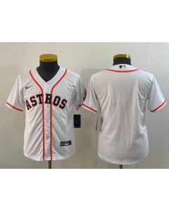 Youth Houston Astros Blank White With Patch Cool Base Stitched Jersey