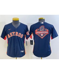 Youth Houston Astros Navy 2022 World Series Champions Team Big Logo With Patch Cool Base Stitched Jersey