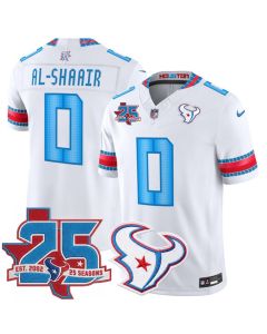 Youth Houston Texans #0 Azeez Al-Shaair White 25th Anniversary Patch 'HOUSTON/US' 2026 Rivalries Collection Vapor F.U.S.E. Limited Jersey (White)
