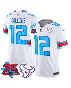 Youth Houston Texans #12 Nico Collins White 25th Anniversary Patch 'HOUSTON/US' 2026 Rivalries Collection Vapor F.U.S.E. Limited Jersey (White)
