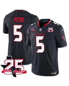 Youth Houston Texans #5 Jalen Pitre Navy 2nd Alternate 2026 With 25th Anniversary Patch And 2-Star C Patch Vapor F.U.S.E. Limited Jersey