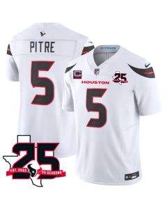 Youth Houston Texans #5 Jalen Pitre White 2026 With 25th Anniversary Patch And 2-Star C Patch Vapor F.U.S.E. Limited Jersey