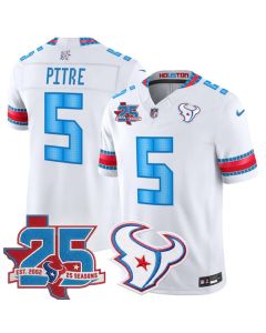 Youth Houston Texans #5 Jalen Pitre White 25th Anniversary Patch 'HOUSTON/US' 2026 Rivalries Collection Vapor F.U.S.E. Limited Jersey
