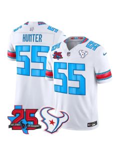 Youth Houston Texans #55 Danielle Hunter White 25th Anniversary Patch 'HOUSTON/US' 2026 Rivalries Collection Vapor F.U.S.E. Limited Jersey (White)