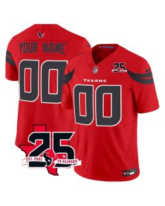 Youth Houston Texans Red 2026 25th Anniversary Patch Alternate Vapor F.U.S.E. Limited Custom Jersey (Red)