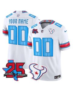 Youth Houston Texans White 25th Anniversary Patch 'HOUSTON/US' 2026 Rivalries Collection Vapor F.U.S.E. Limited Custom Jersey
