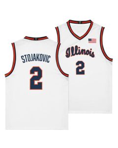 Youth Illinois Fighting Illini #2 Andrej Stojakovic White Stitched Basketball Jersey (White)