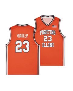 Youth Illinois Fighting Illini #23 Keaton Wagler Orange Stitched Basketball Jersey