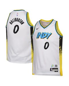 Youth Indiana Pacers #0 Tyrese Haliburton White 2024/25 Swingman City Edition Player Jersey (White)