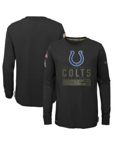 Youth Indianapolis Colts 2020 Black Salute To Service Sideline Performance Long Sleeve T-Shirt