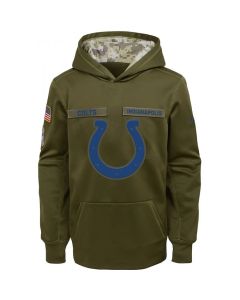 Youth Indianapolis Colts Olive Salute to Service Pullover Performance NFL Hoodie