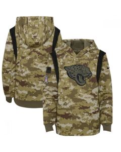 Youth Jacksonville Jaguars 2021 Camo Salute To Service Therma Performance Pullover Hoodie