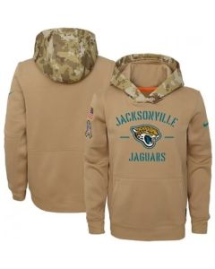 Youth Jacksonville Jaguars Khaki 2019 Salute to Service Therma Pullover Hoodie