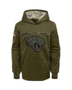 Youth Jacksonville Jaguars Olive Salute to Service Pullover Performance NFL Hoodie