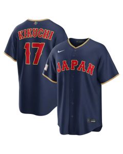Youth Japan Baseball #17 Yusei Kikuchi Navy 2026 World Baseball Classic Road Stadium Jersey (Navy)