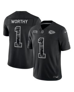 Youth Kansas City Chiefs #1 Xavier Worthy Nike Black 2026 Salute to Service Vapor F.U.S.E. Limited Jersey