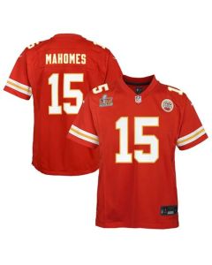 Youth Kansas City Chiefs #15 Patrick Mahomes Red Super Bowl LIX Game Player Jersey (Red)