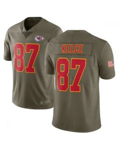 Youth Kansas City Chiefs #87 Travis Kelce Olive Salute To Service Limited Stitched NFL Jersey