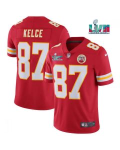 Youth Kansas City Chiefs #87 Travis Kelce Red Super Bowl LVII Patch Vapor Untouchable Limited Stitched Jersey