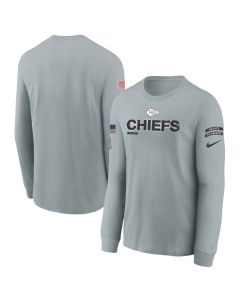 Youth Kansas City Chiefs Gray 2024 Salute To Service Long Sleeve T-Shirt (Gray)