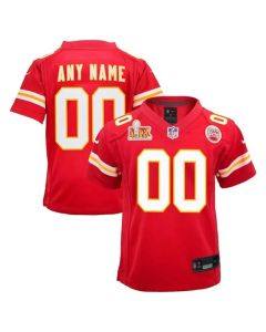 Youth Kansas City Chiefs Red Super Bowl LIX Custom Team Game Jersey