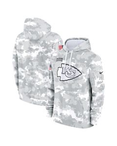 Youth Kansas City Chiefs White/Gray 2024 Salute To Service Pullover Hoodie (White Gray)