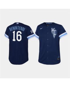 Youth Kansas City Royals #16 Andrew Benintendi 2022 Navy City Connect Stitched Baseball Jersey