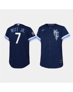 Youth Kansas City Royals #7 Bobby Witt Jr. 2022 Navy City Connect Stitched Baseball Jersey
