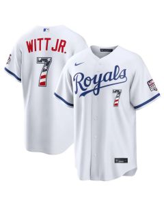 Youth Kansas City Royals #7 Bobby Witt Jr. Nike White USA 250 Fourth of July Home Stadium Jersey (White)