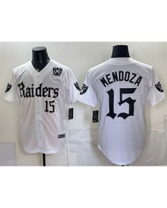 Youth Las Vegas Raiders #15 Fernando Mendoza White "Gothic Sin City Shadows Edition" With 65th Anniversary Patch Vapor Limited Jersey (White)