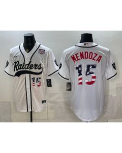 Youth Las Vegas Raiders #15 Fernando Mendoza White USA 250 Fourth of July Vapor Limited Baseball Jersey (Style 6)